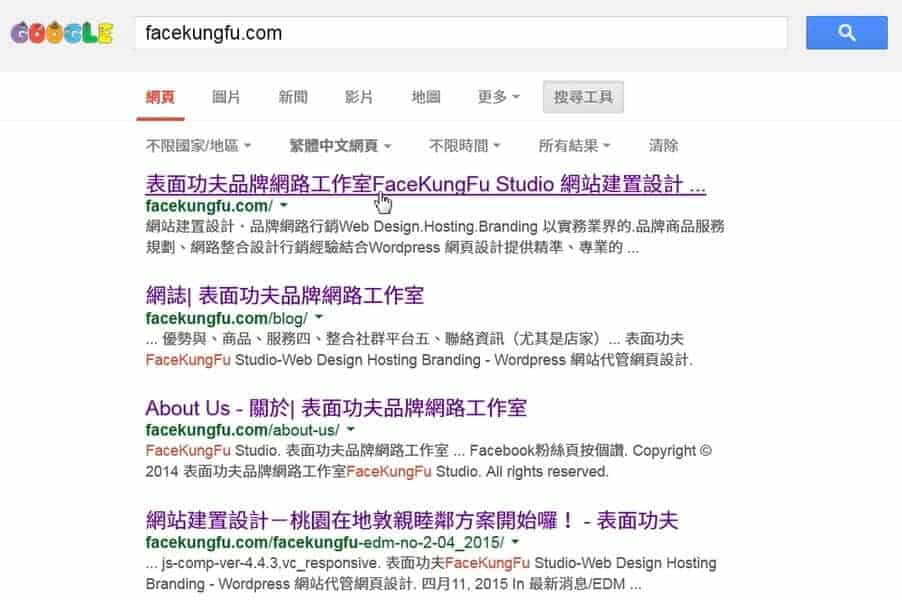 SERP搜尋引擎結果頁面, via facekungfu.com