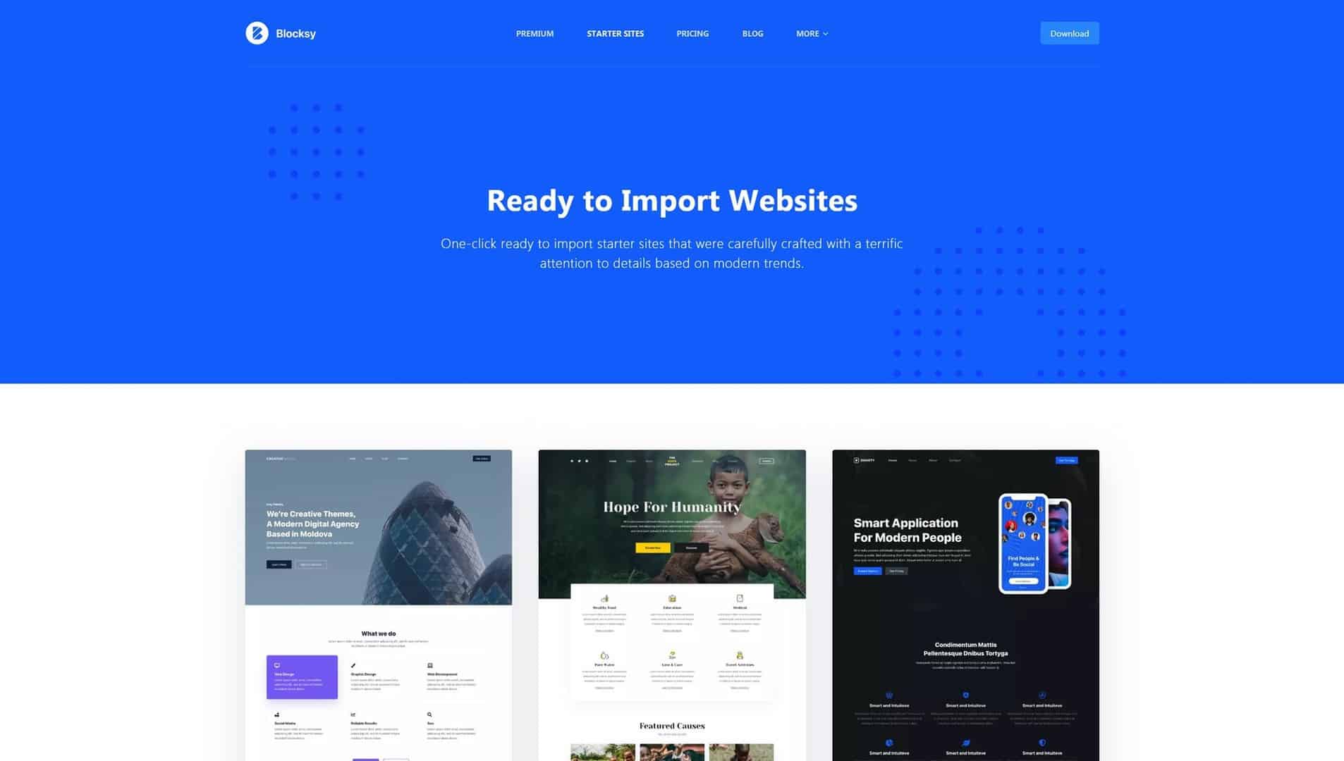 Ready to Import Starter Websites with Blocksy Theme