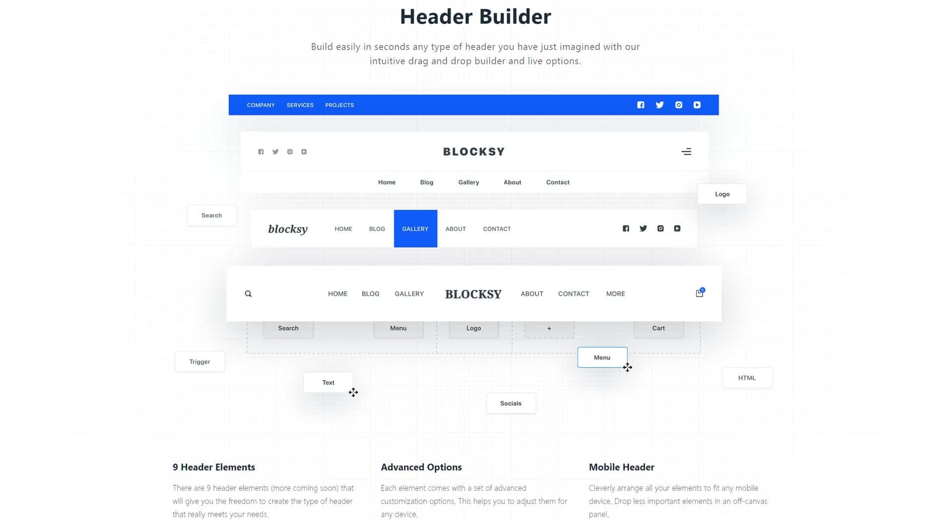 Blocksy Theme - Drag and Drop Header Builder